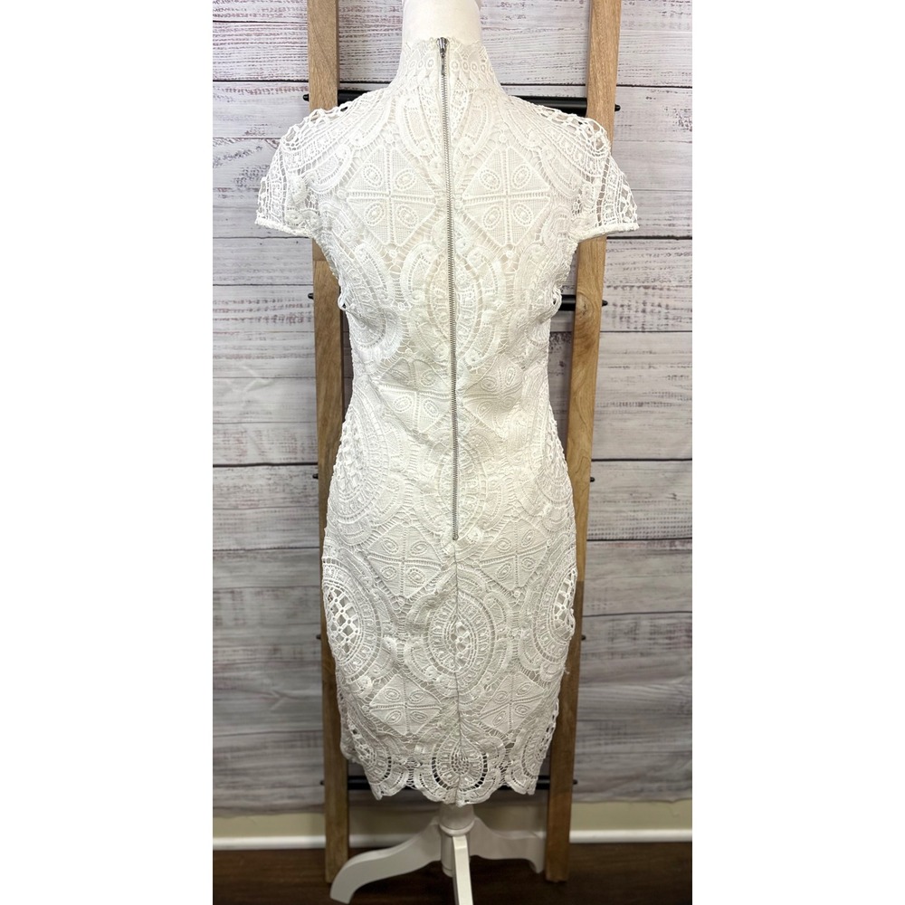 Bisou Bisou Michele Bohbot White Lace High Neck Dress‎ Size 8 - Picture 11 of 11